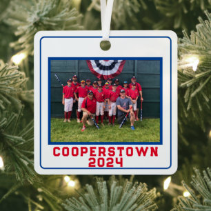 Cooperstown Team Photo Year Fun Facts Metal Tree Decoration
