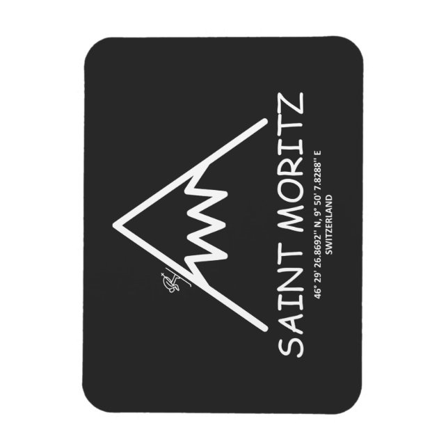 Coordinates Saint Moritz Switzerland Magnet (Vertical)