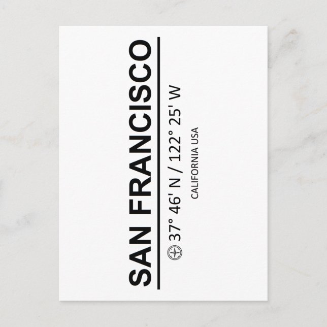 Coordinates San Francisco Postcard (Front)