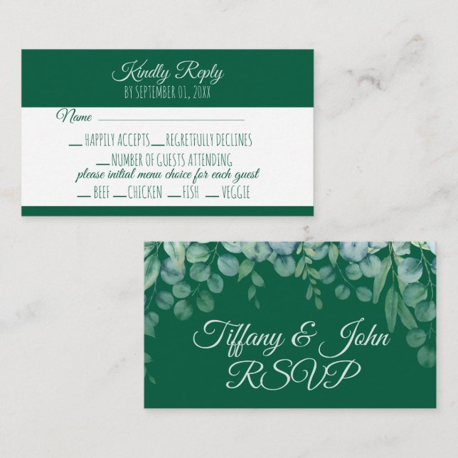 Coordinating RSVP Menu Wedding (Front/Back)