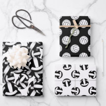 coordinating set black white volleyballs patterns
