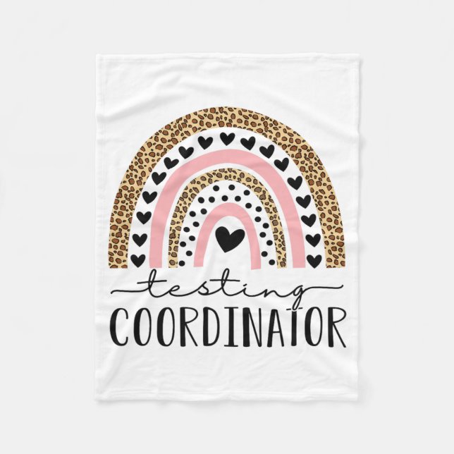 Coordinator Rainbow Leopard Test Day Teacher Stude Fleece Blanket (Front)