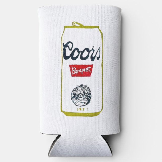 Coors Banquet Block Print Design Can Cooler Koozie (Front)