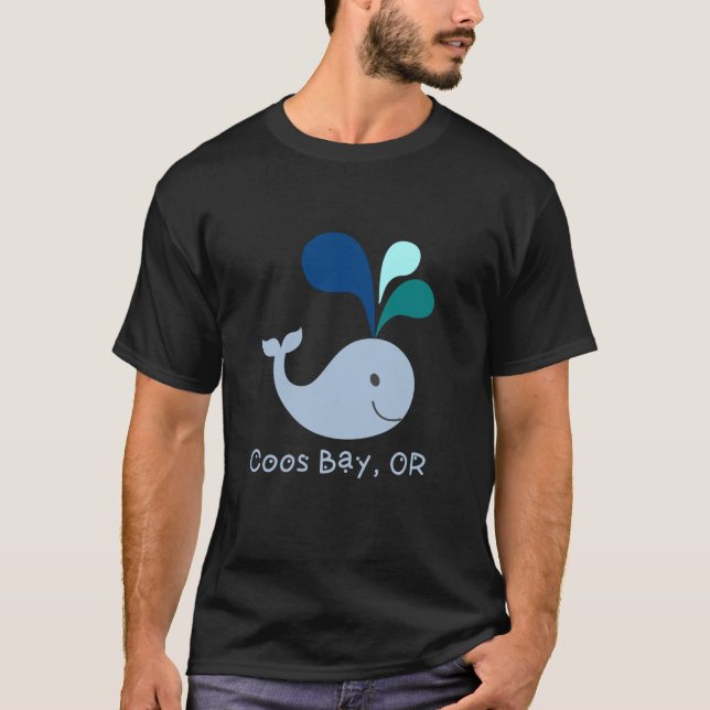 Coos Bay Oregon Cute Whale Lover Cartoon T-Shirt (Front)