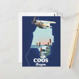 Coos Oregon Travel map Postcard