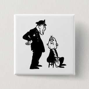 Cop and burglar 15 cm square badge