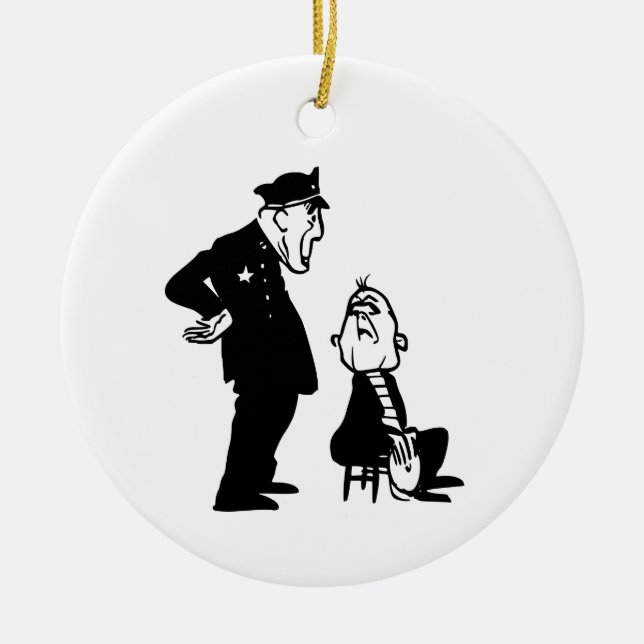 Cop and burglar ceramic ornament (Front)