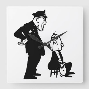 Cop and burglar square wall clock