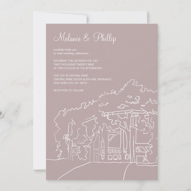 Cop Cot Central Park Wedding Invitation (Front)