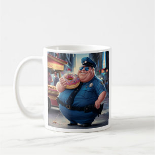 Cop eating doughnut coffee mug
