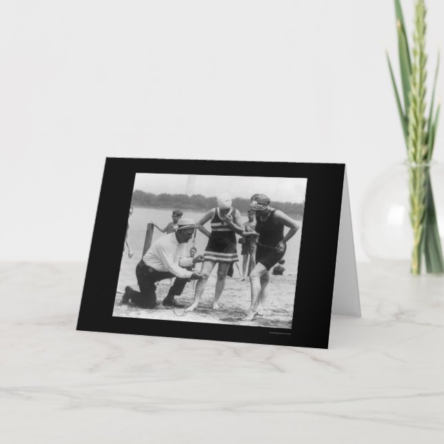 Cop Measuring Swimsuit Length 1922 Card (Front)