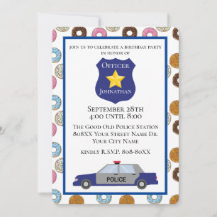 Cop Party with Doughnuts Invitation