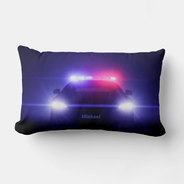 Cop  Police Car With Full Lights Lumbar Cushion (Front)