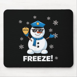 Cop Snowman Freeze Christmas Party Xmas Mouse Pad