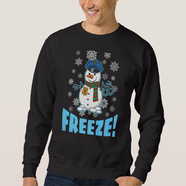 Cop Snowman Ugly Christmas For Men Women  Holiday Sweatshirt (Front)