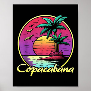 Copacabana. 80s Palm Sunset. Tropical Beach Summer Poster