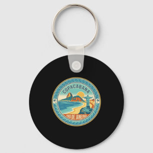 Copacabana Rio de Janeiro Brazil Retro Beach Key Ring