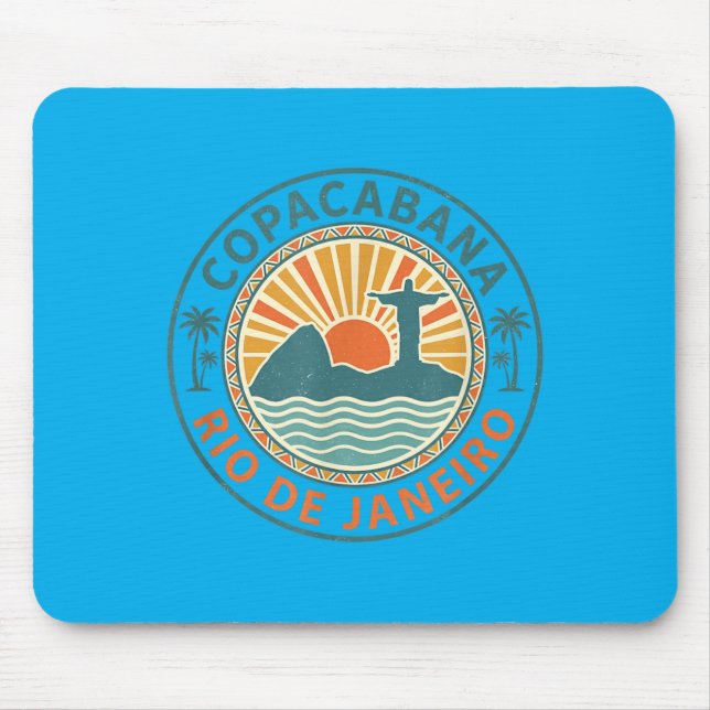 Copacabana Rio de Janeiro Brazil Retro Beach Mouse Pad (Front)