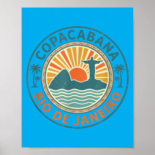 Copacabana Rio de Janeiro Brazil Retro Beach Poster