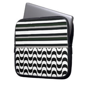 Copacabana sidewalk and stripes laptop sleeve