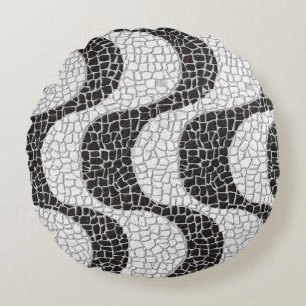 Copacabana Sidewalk Brazilian pattern Round Cushion