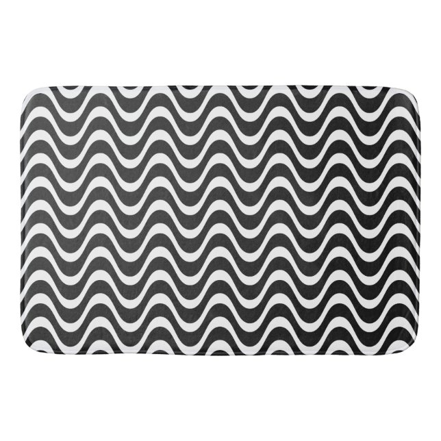 Copacabana Waves Abstract Art Bath Mat (Front)