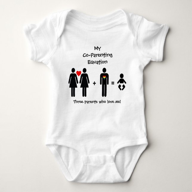 coparent, MyCo-ParentingEquation, Three parents... Baby Bodysuit (Front)