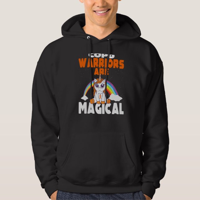 Copd Awareness Cute Magical Unicorn Lung Orange Ri Hoodie (Front)