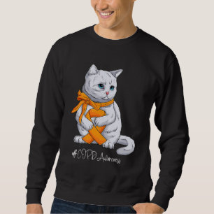 COPD Awareness Month Orange Ribbon Cat Sweatshirt
