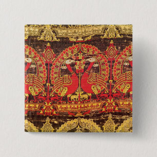 Cope with peacock motif and kufic inscription 15 cm square badge