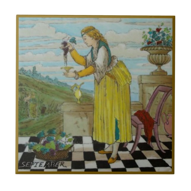 Copeland September Polychrome 1870s Repro  Ceramic Tile (Front)