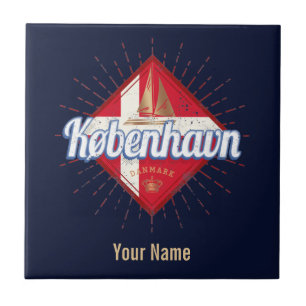 Copenhagen Capital Denmark Retro Sailing Ship Ceramic Tile