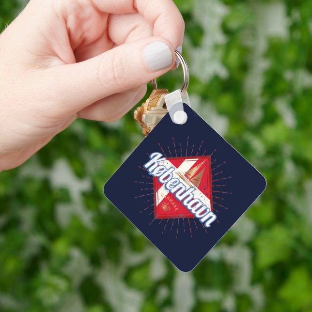 Copenhagen Capital Denmark Retro Sailing Ship Key Ring (Hand)