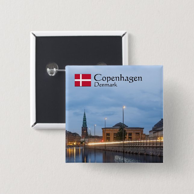 Copenhagen Denmark 15 Cm Square Badge (Front & Back)