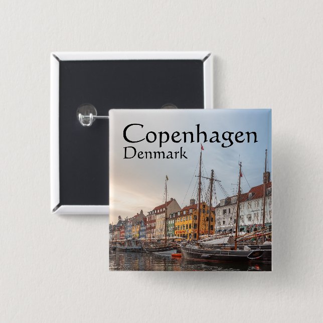Copenhagen Denmark 15 Cm Square Badge (Front & Back)