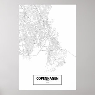 Copenhagen, Denmark (black on white) Poster