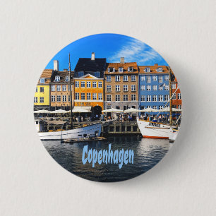 Copenhagen Denmark Capital Canal Homes Nyhavn 6 Cm Round Badge