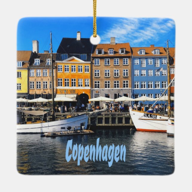 Copenhagen Denmark Capital Canal Homes Nyhavn Ceramic Ornament (Back)