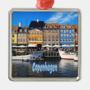 Copenhagen Denmark Capital Canal Homes Nyhavn Metal Ornament