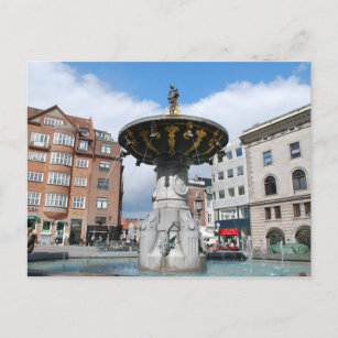 Copenhagen Denmark, Caritas Well Fountain Postcard