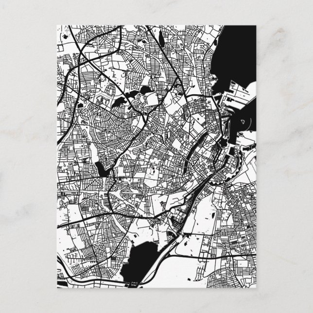 Copenhagen Denmark City Map Postcard (Front)