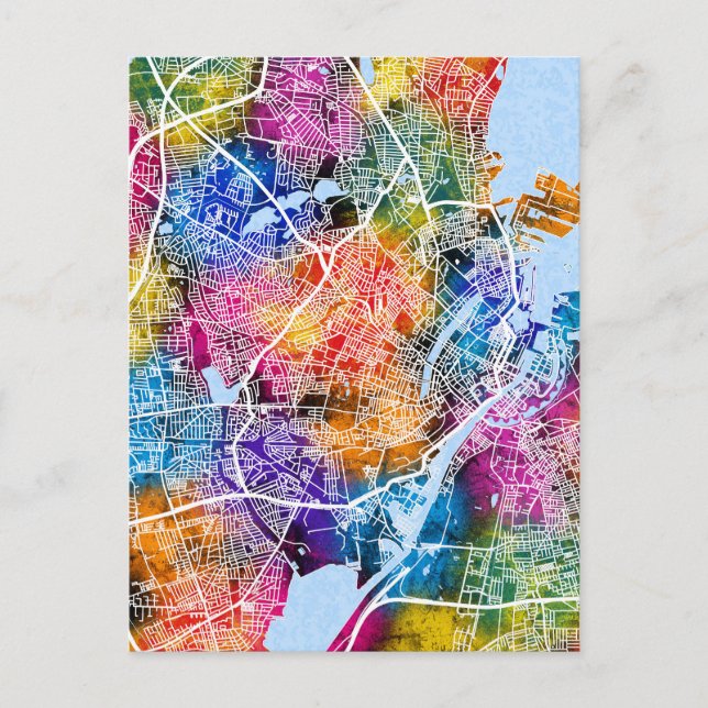 Copenhagen Denmark City Map Postcard (Front)