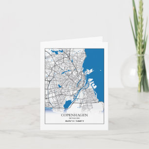 Copenhagen Denmark City Map Travel Simple Minimal Card