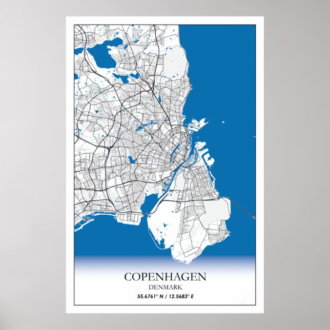 Copenhagen Denmark City Map Travel Simple Minimal Poster (Front)