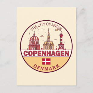 Copenhagen Denmark City Skyline Emblem Postcard