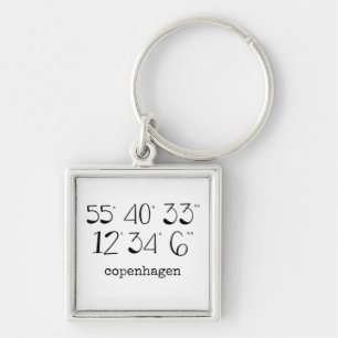 Copenhagen, Denmark Coordinates Key Ring