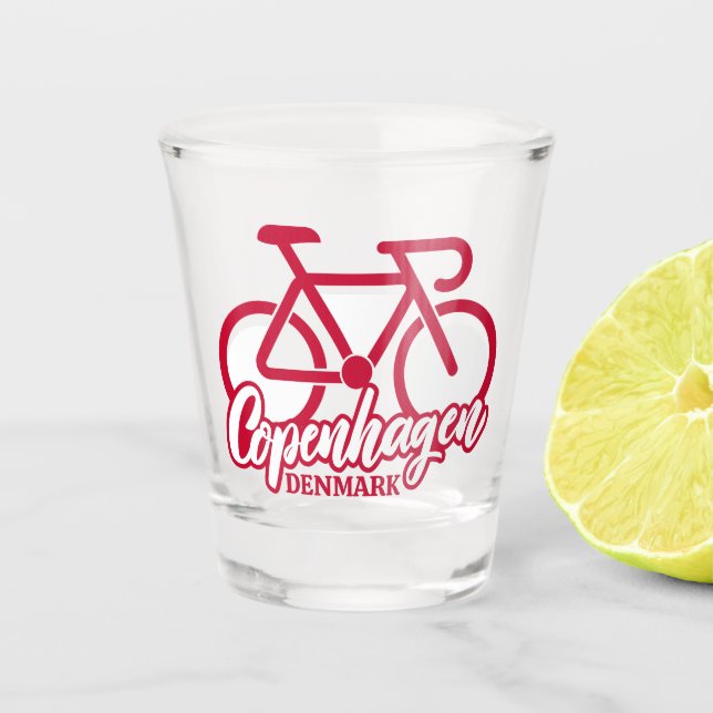 Copenhagen Denmark Cycling Shot Glass (Front)