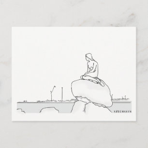Copenhagen Denmark Elegant Classy Sketch Nostalgic Postcard