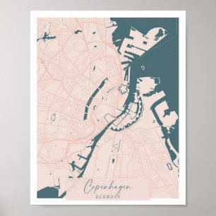 Copenhagen Denmark Pink and Blue Cute Script Poster