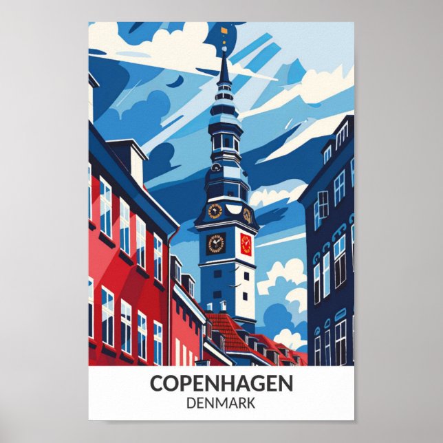 Copenhagen Denmark Retro Artwork Travel  Poster (Front)